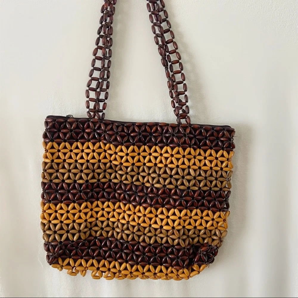 Vintage wooden bead purse